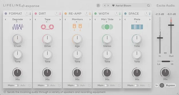 Lifeline Expanse multi-effect plugin interface by Excite Audio