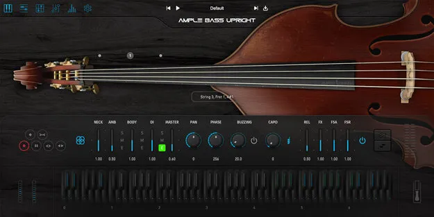 Ample Bass Upright upright bass virtual instrument interface by Ample Sound