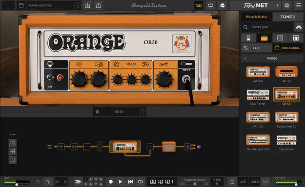 AmpliTube Orange amp simulator plugin interface by IK Multimedia