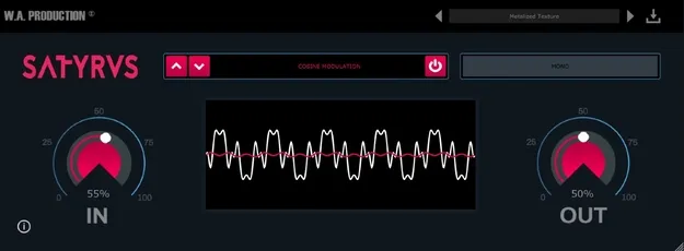 Satyrus saturation and distortion plugin interface by W. A. Production