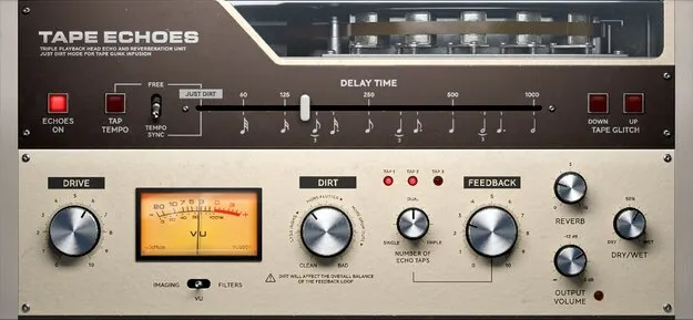 Tape Echoes by Softube tape delay plugin interface