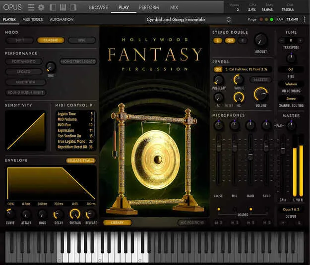 Hollywood Fantasy Percussion by EastWest Sounds virtual percussion instrument interface