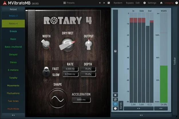 MVibratoMB by MeldaProduction multiband vibrato plugin interface