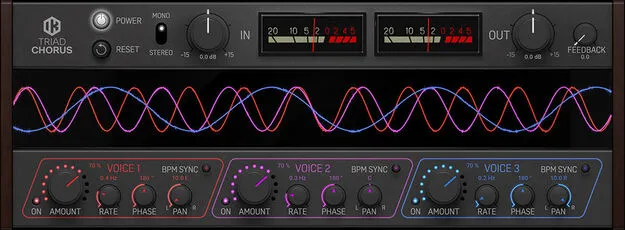 Triad Chorus by IK Multimedia stereo chorus plugin interface