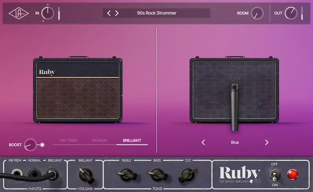 UAD Ruby '63 Top Boost Amp by Universal Audio amp simulator plugin interface
