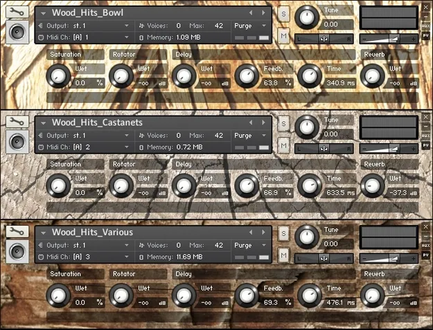 Wood wooden percussion and effects Kontakt instrument by AudioThing