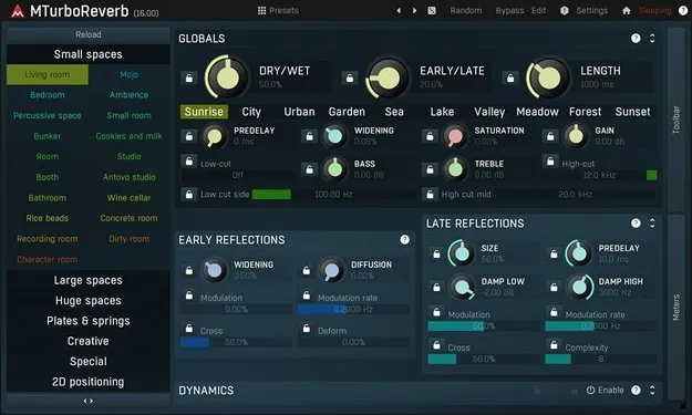 MTurboReverbLE by MeldaProduction algorithmic reverb plugin interface