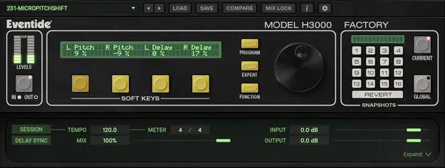 H3000 Factory Mk II Harmonizer plugin interface by Eventide
