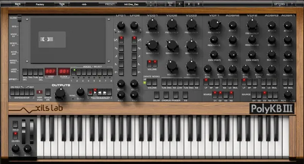 PolyKB III analog-modeling polyphonic synth plugin interface by XILS Lab