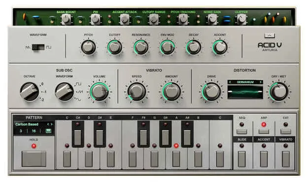 Acid V by Arturia bass synth plugin interface