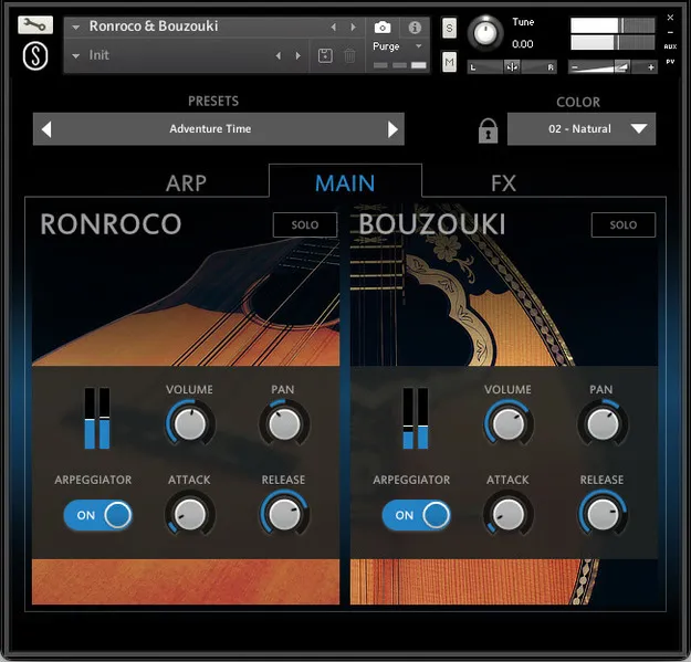 Origins Vol.9: Ronroco & Bouzouki Kontakt instrument interface by Sonuscore