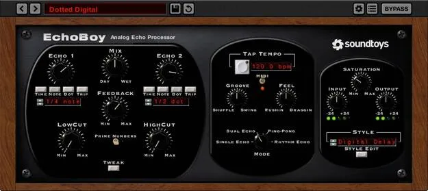 EchoBoy echo plugin interface by Soundtoys