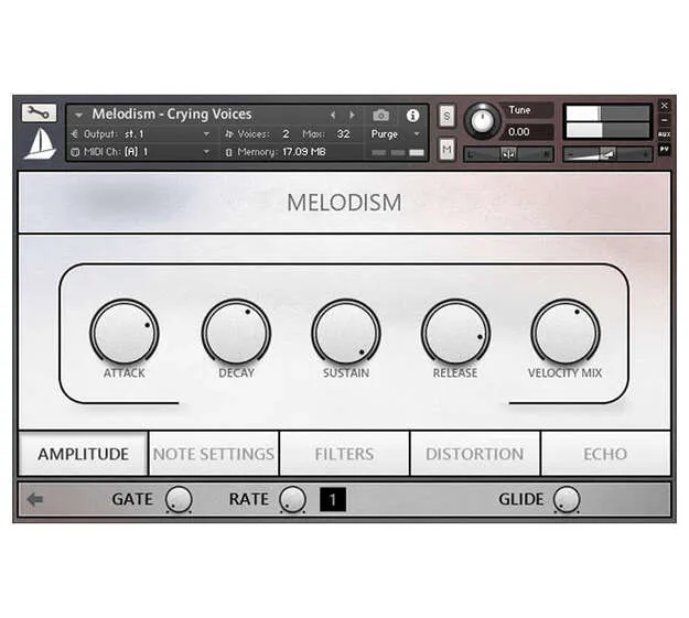 Melodism tonal hybrid instrument library Kontakt interface by Loot Audio