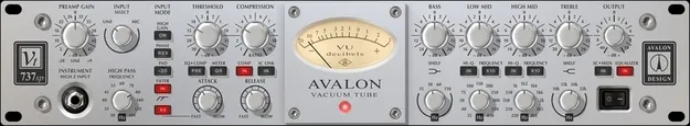 Avalon VT-737 Tube Channel Strip plugin interface by Universal Audio