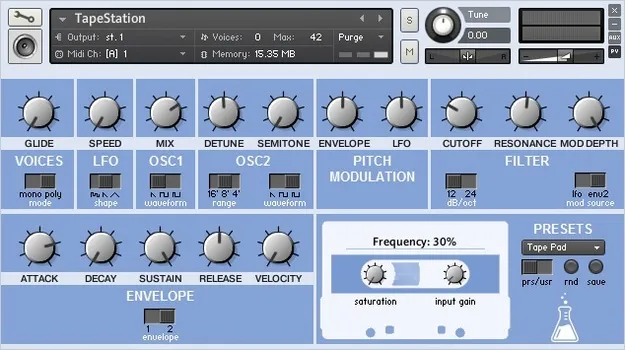 TapeStation Kontakt synth instrument by AudioThing interface