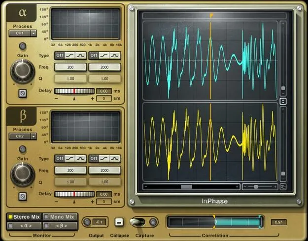 InPhase phase correction plugin by Waves interface