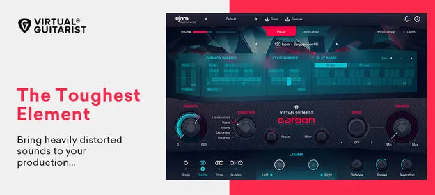 CARBON virtual guitar instrument plugin interface by UJAM
