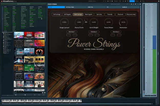 PowerStrings symphonic string virtual instrument interface by MeldaProduction