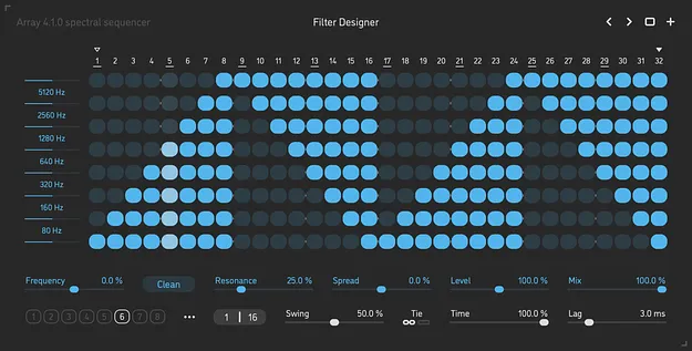 Array v4 by Sinevibes spectral sequencer effect plugin interface