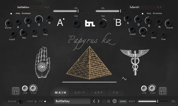 Papyrus Keys by BeatSkillz virtual instrument plugin interface