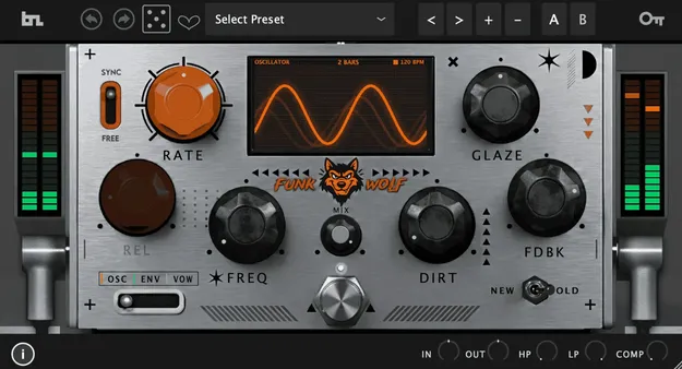 FunkWolf by BeatSkillz phaser and vowel multi effect plugin interface