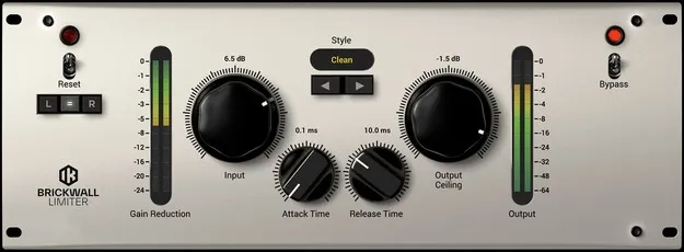 Brickwall Limiter by IK Multimedia limiter plugin interface