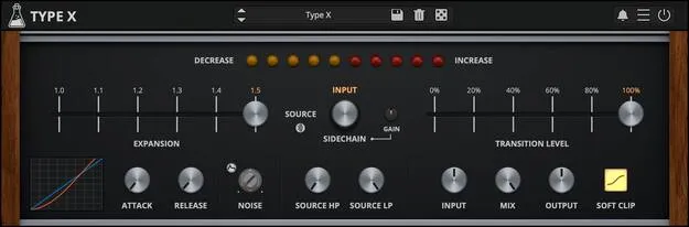 Type X dynamic range expander plugin interface by AudioThing
