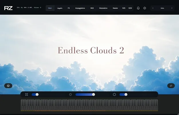 Endless Clouds by ZAK Sound ambient pad instrument interface