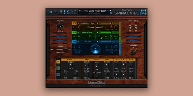 Blue Cat's Spinal Vibe rotary speaker modulator plugin interface