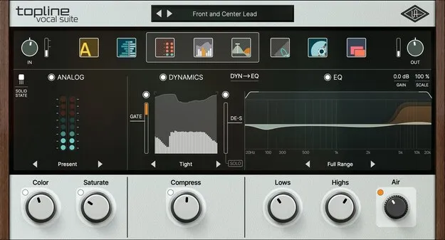 Topline Vocal Suite by Universal Audio vocal plugin interface