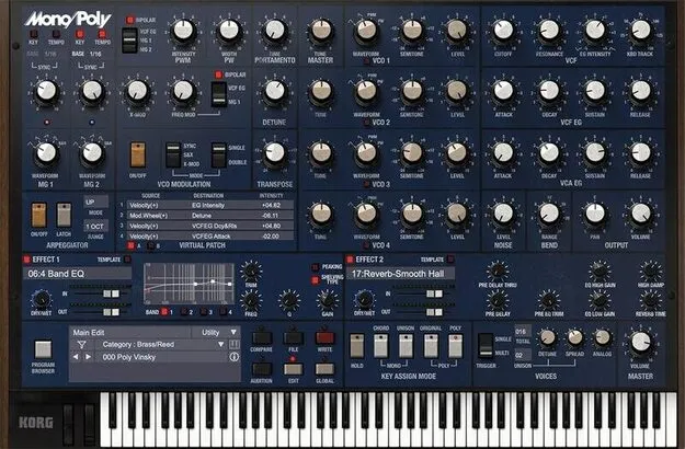MonoPoly by KORG analog-modeling synth plugin interface