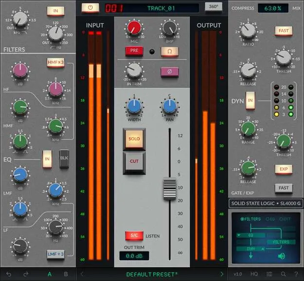 SSL 4K G channel strip plug-in interface by Solid State Logic