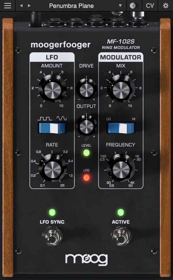 Moogerfooger MF-102S RingMod ring modulator effects plugin interface by Moog