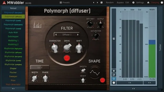 MWobbler distorting filter plugin interface by MeldaProduction