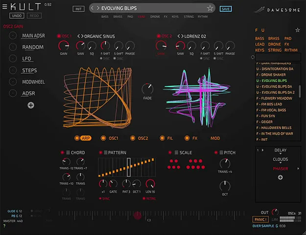 Dawesome KULT synth plugin interface by Tracktion
