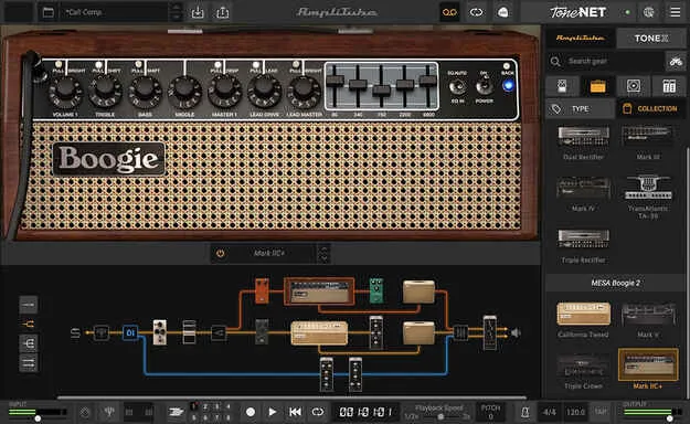 AmpliTube MESA/Boogie 2 amp and cabinet plugin interface by IK Multimedia