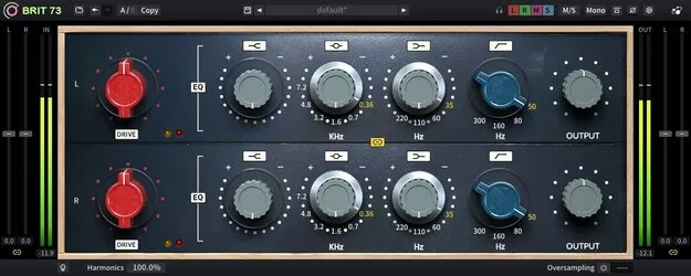 Brit 73 by Three-Body Technology EQ and preamp plugin interface