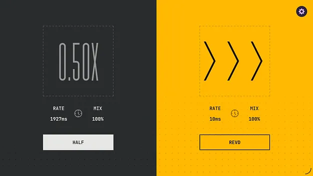RWND by Thenatan Audio multi effect plugin interface showing halftime and reverse engines