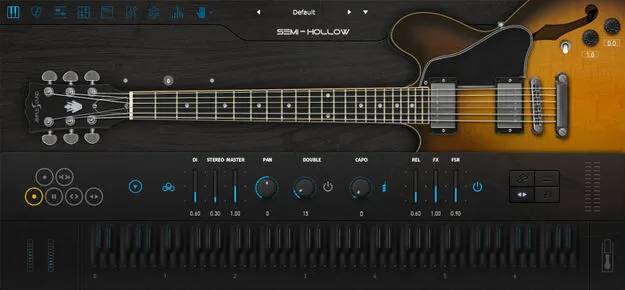 Ample Guitar Semi Hollow by Ample Sound guitar plugin interface