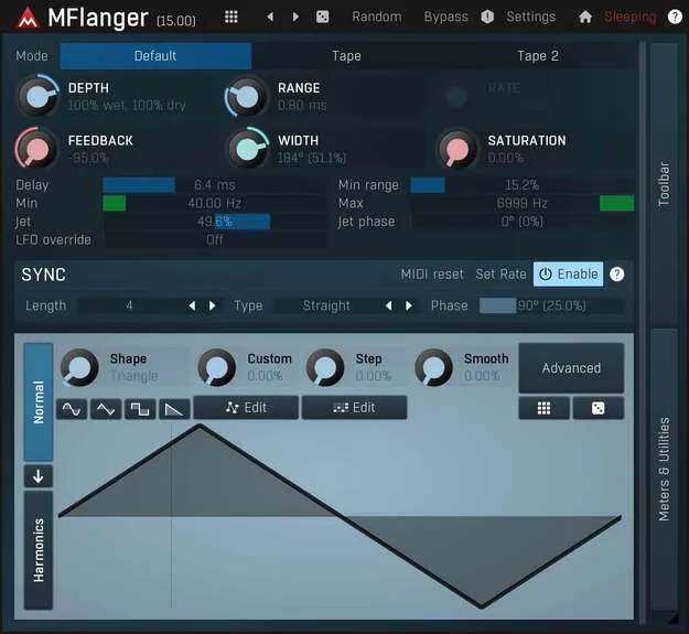 MFlangerMB multiband flanger plugin interface by MeldaProduction