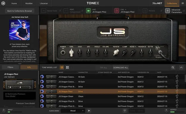 Tonex Joe Satriani Amp Vault plugin artwork for amp simulator