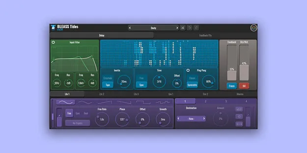 BLEASS Tides delay plugin interface with delay visualiser
