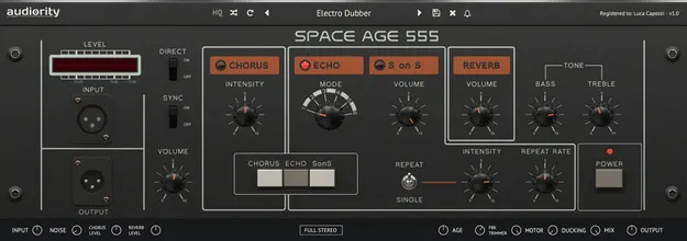 Space Age 555 by Audiority tape echo plugin interface