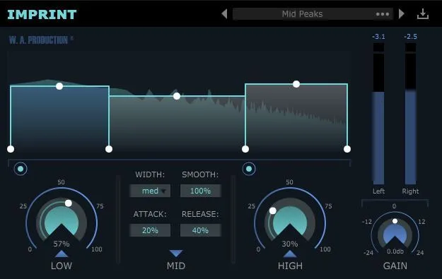 Imprint multiband transient shaper plugin interface by W. A. Production