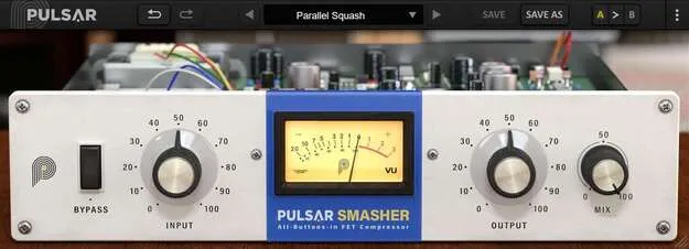 Smasher compressor plugin interface by Pulsar Audio