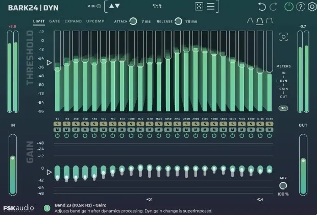 Bark24 | Dyn dynamic EQ plugin interface by FSK Audio