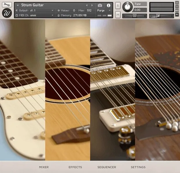 Strum Guitar by Wavesfactory Kontakt guitar instrument interface