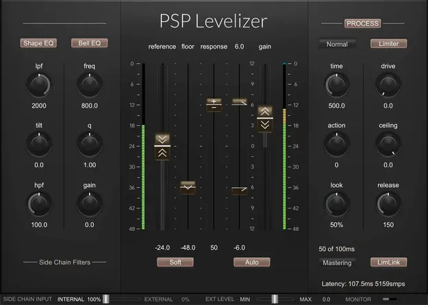 PSP Levelizer auto-fader level control plugin interface by PSP Audioware