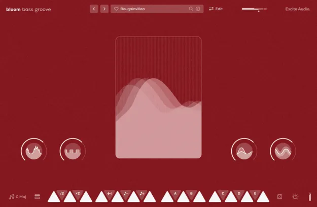 Bloom Bass Groove bass sample instrument interface by Excite Audio
