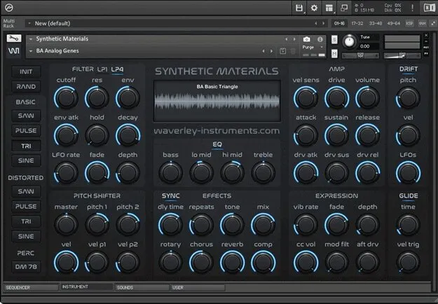 Synthetic Materials by Loot Audio Kontakt instrument interface